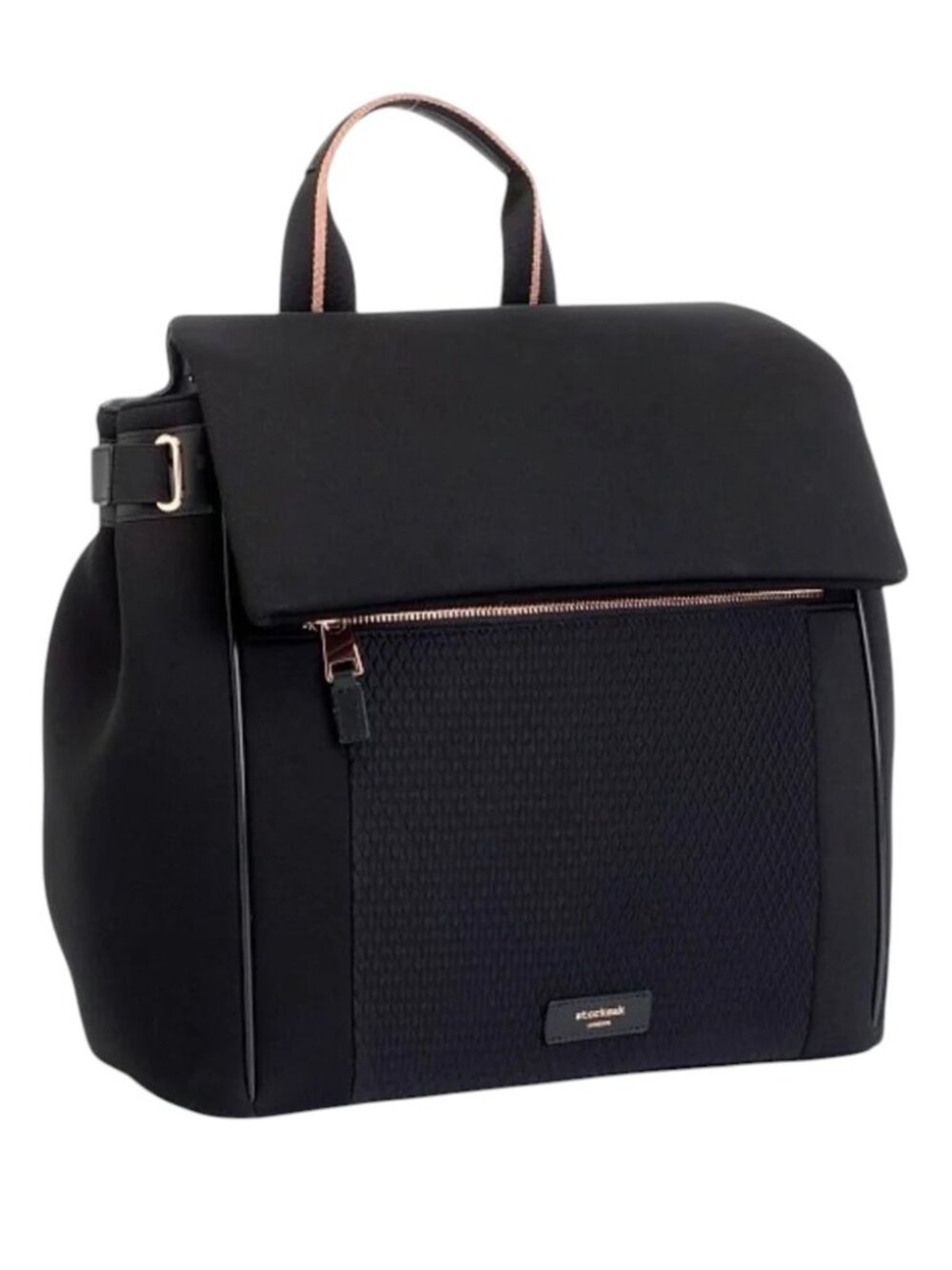 Storksak St. James Convertible Diaper Backpack Black Rose Gold